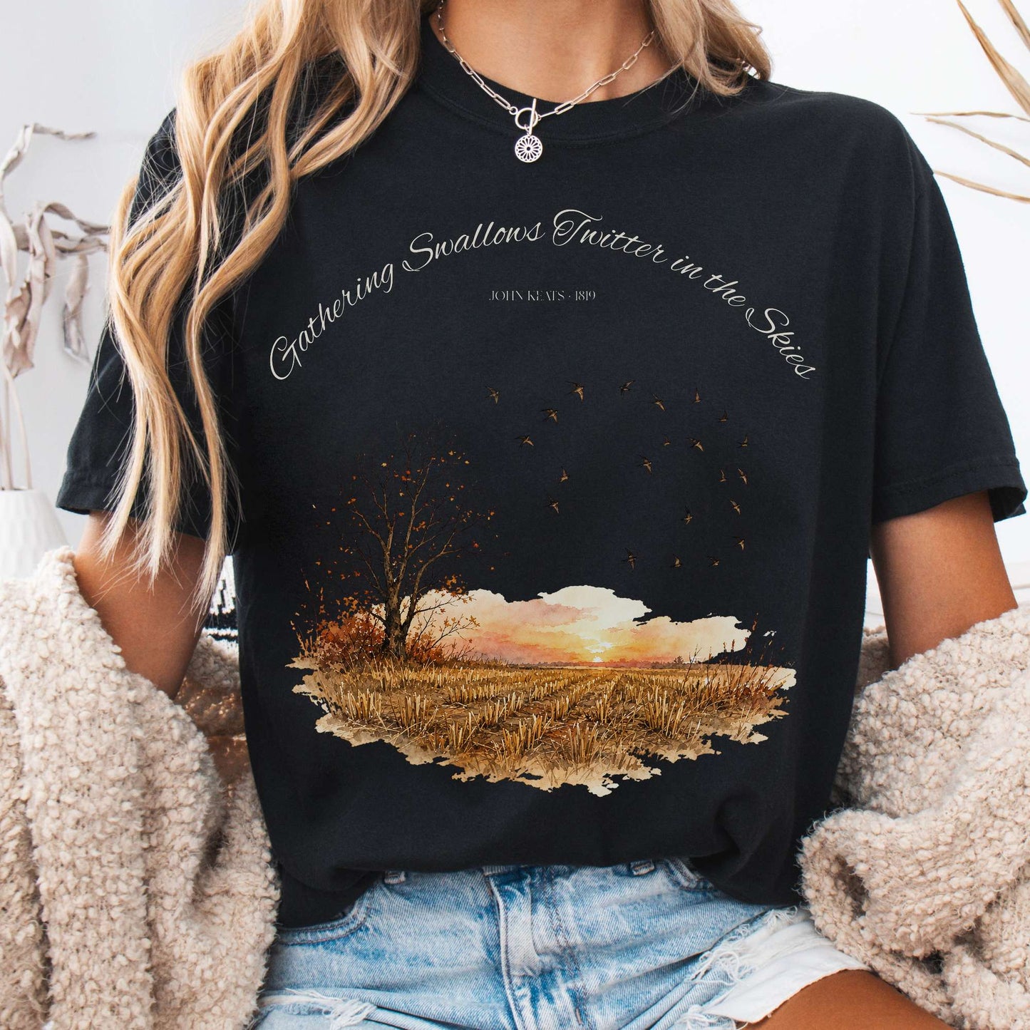 Gathering Swallows Twitter in the Skies John Keats Literary T-Shirt