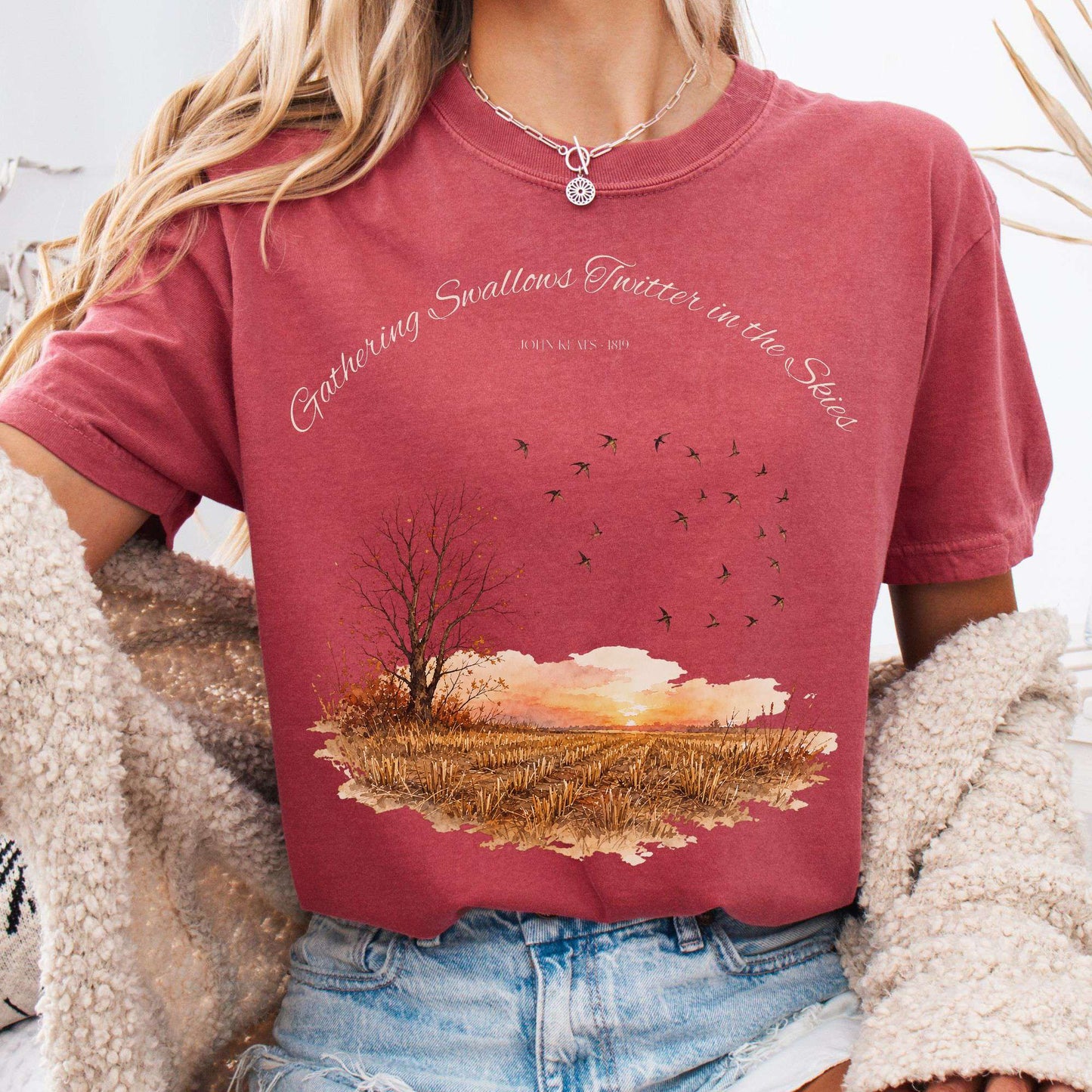 Gathering Swallows Twitter in the Skies John Keats Literary T-Shirt