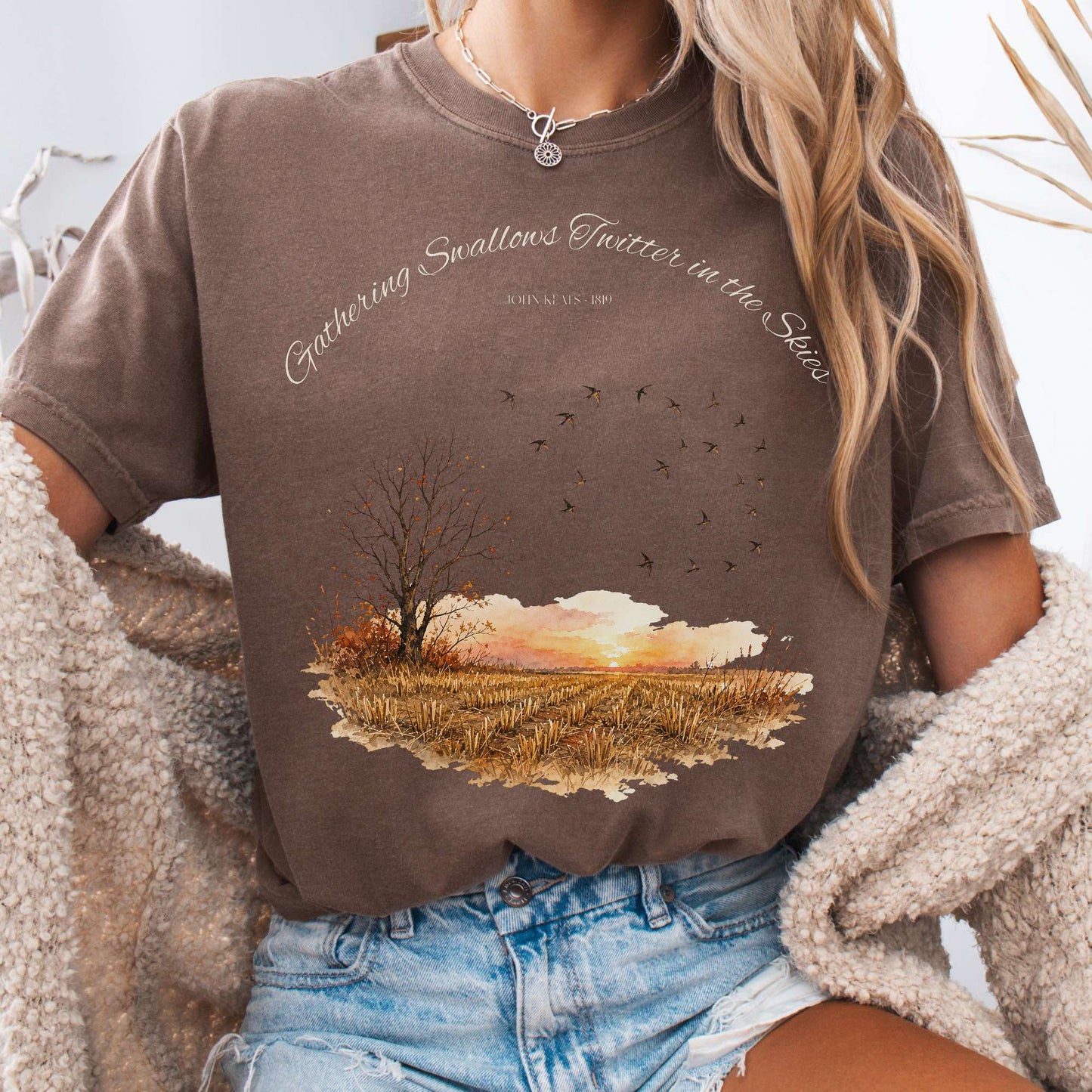 Gathering Swallows Twitter in the Skies John Keats Literary T-Shirt