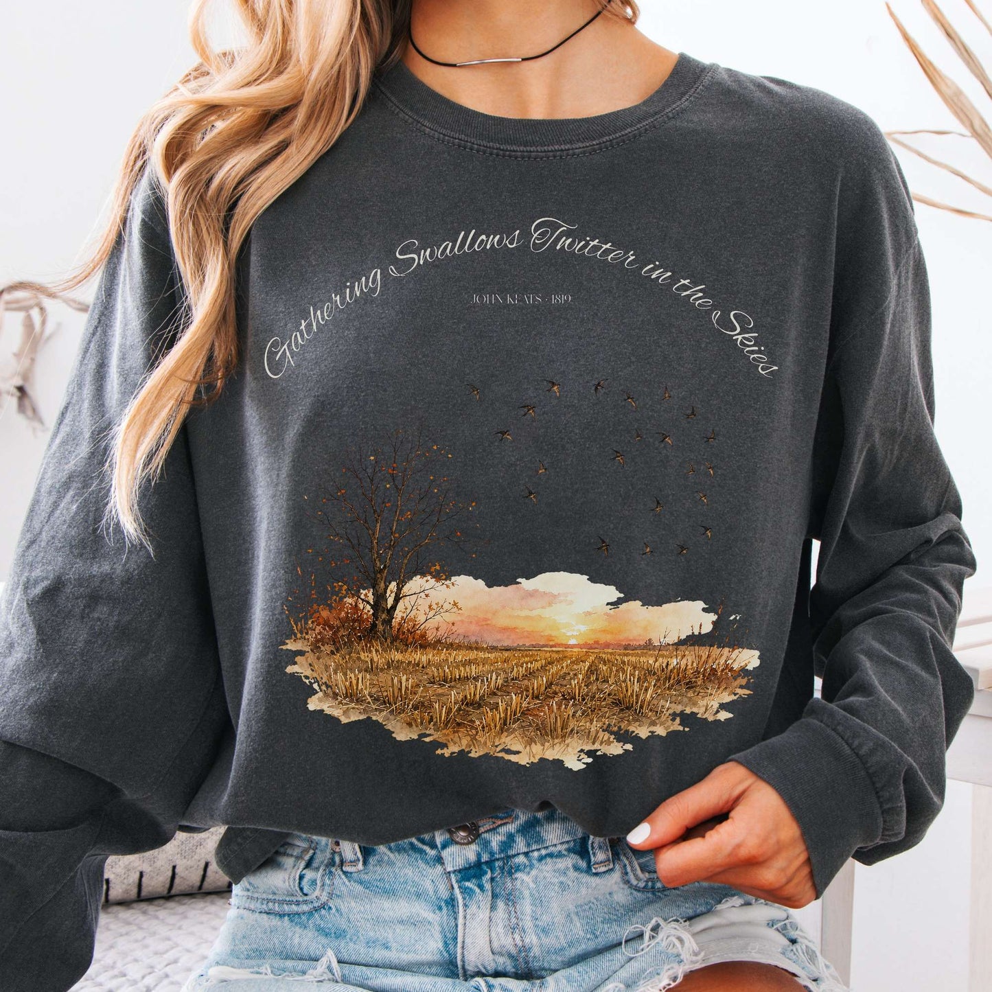 Long-sleeve Pepper / S Gathering Swallows Twitter in the Skies John Keats Literary Long Sleeve The Mystic Eden