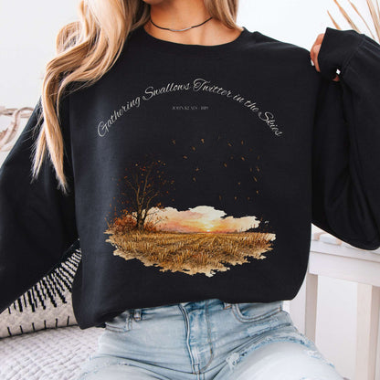 Sweatshirt Black / S Gathering Swallows Twitter in the Skies John Keats Literary Crewneck Sweatshirt The Mystic Eden