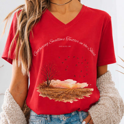 Gathering Swallows Twitter in the Skies John Keats Literary V-Neck
