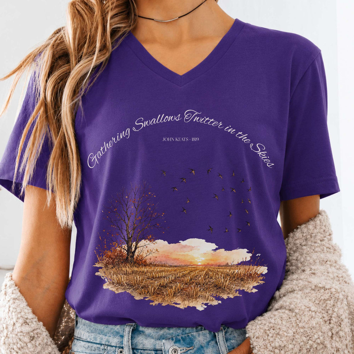 Gathering Swallows Twitter in the Skies John Keats Literary V-Neck