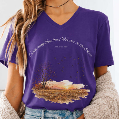 Gathering Swallows Twitter in the Skies John Keats Literary V-Neck