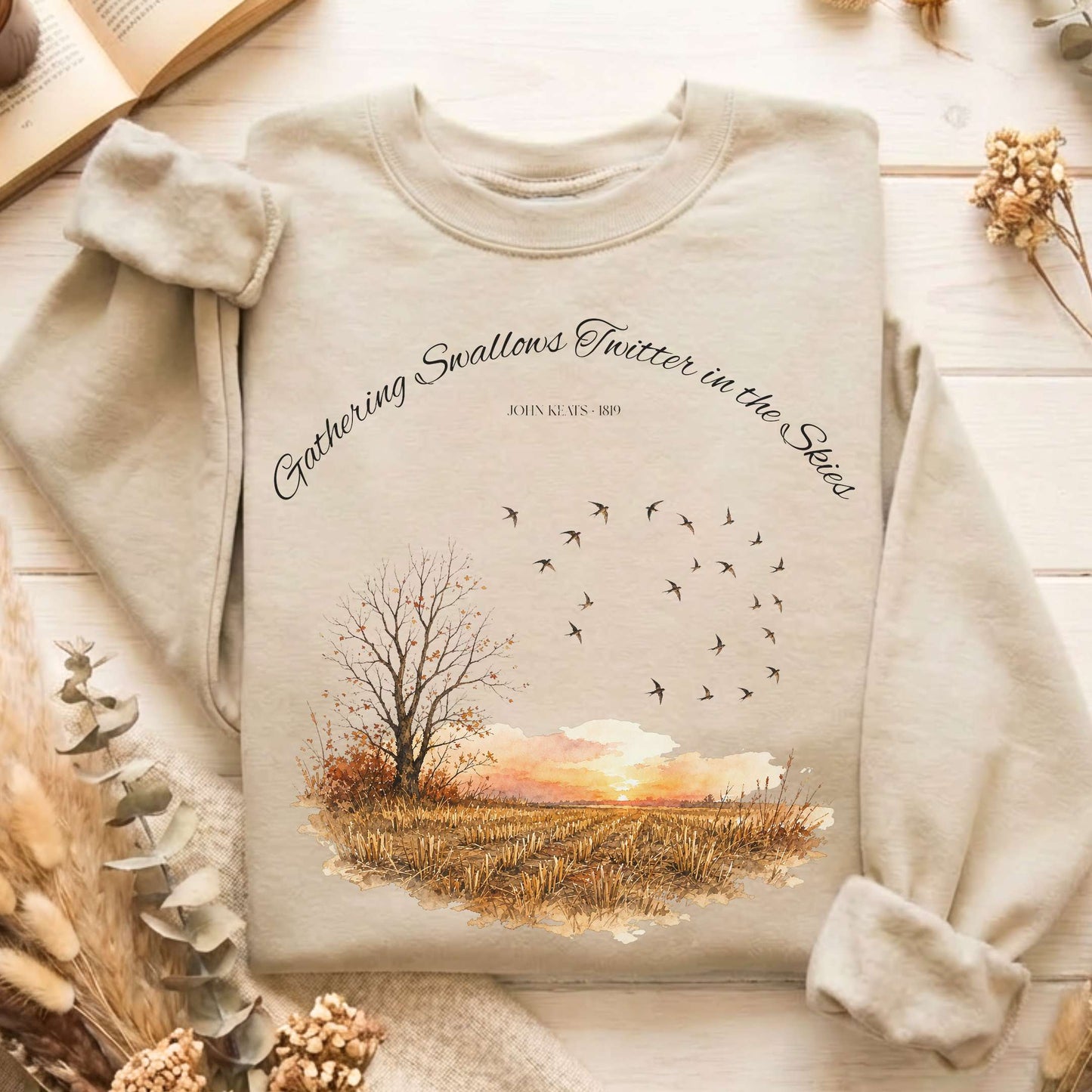 Gathering Swallows Twitter in the Skies John Keats Literary Sweatshirt
