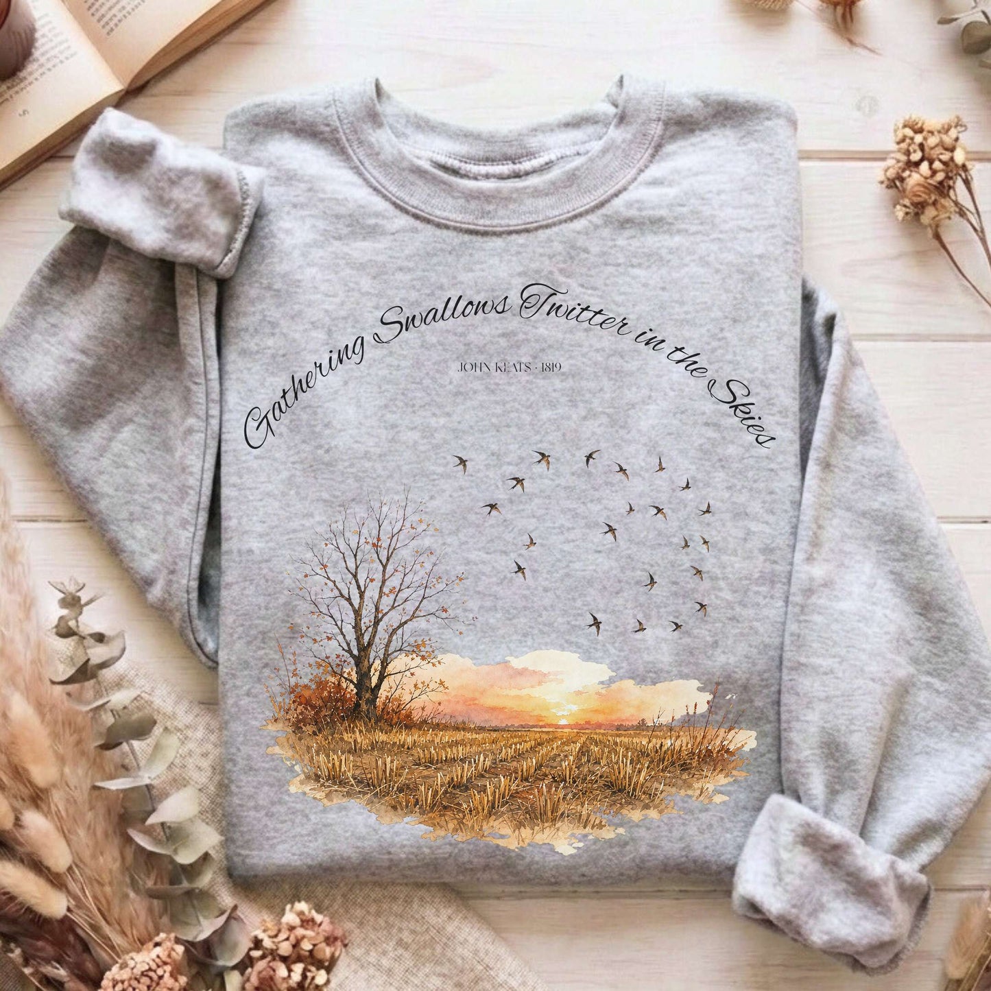 Gathering Swallows Twitter in the Skies John Keats Literary Sweatshirt