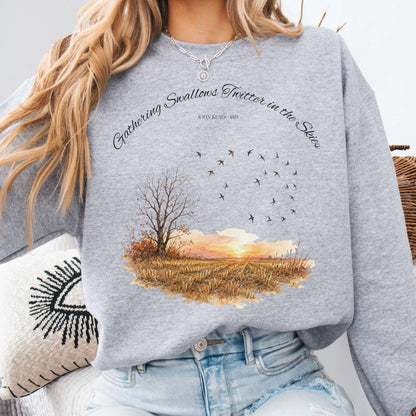 Gathering Swallows Twitter in the Skies John Keats Literary Sweatshirt