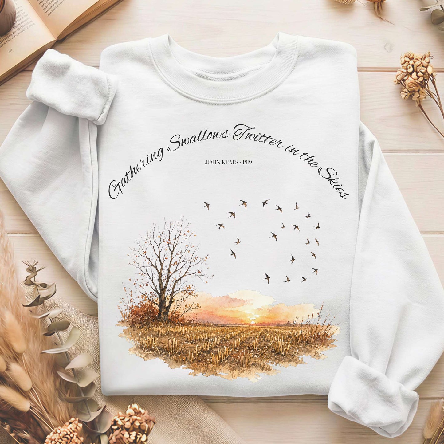 Gathering Swallows Twitter in the Skies John Keats Literary Sweatshirt