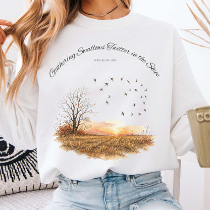 Gathering Swallows Twitter in the Skies John Keats Literary Sweatshirt