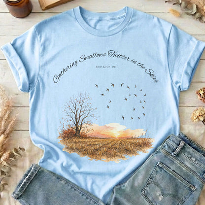 Gathering Swallows Twitter in the Skies John Keats Literary T-Shirt