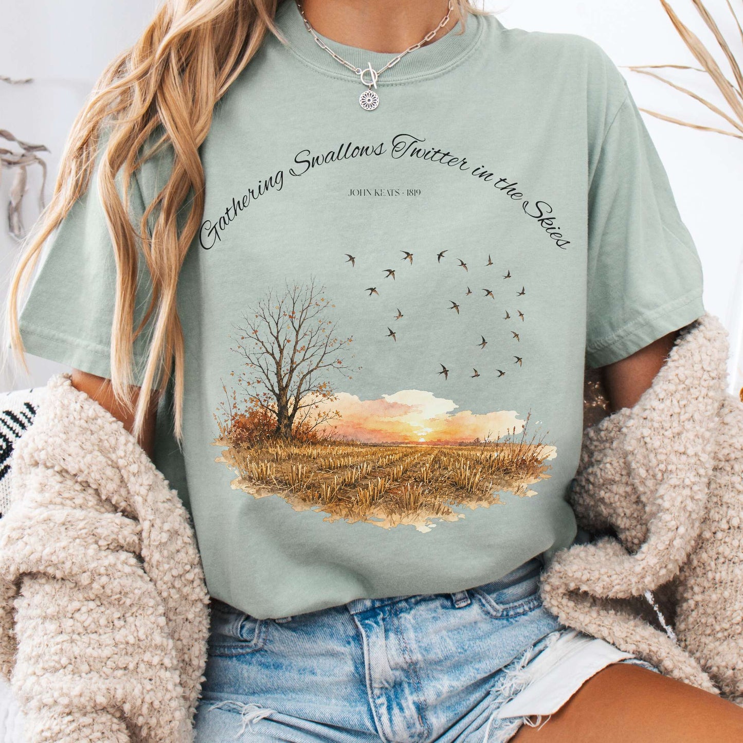 Gathering Swallows Twitter in the Skies John Keats Literary T-Shirt