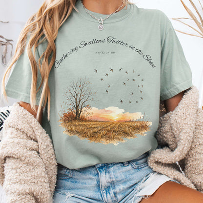 Gathering Swallows Twitter in the Skies John Keats Literary T-Shirt