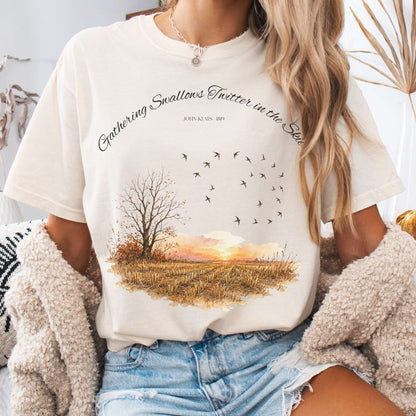 Gathering Swallows Twitter in the Skies John Keats Literary T-Shirt