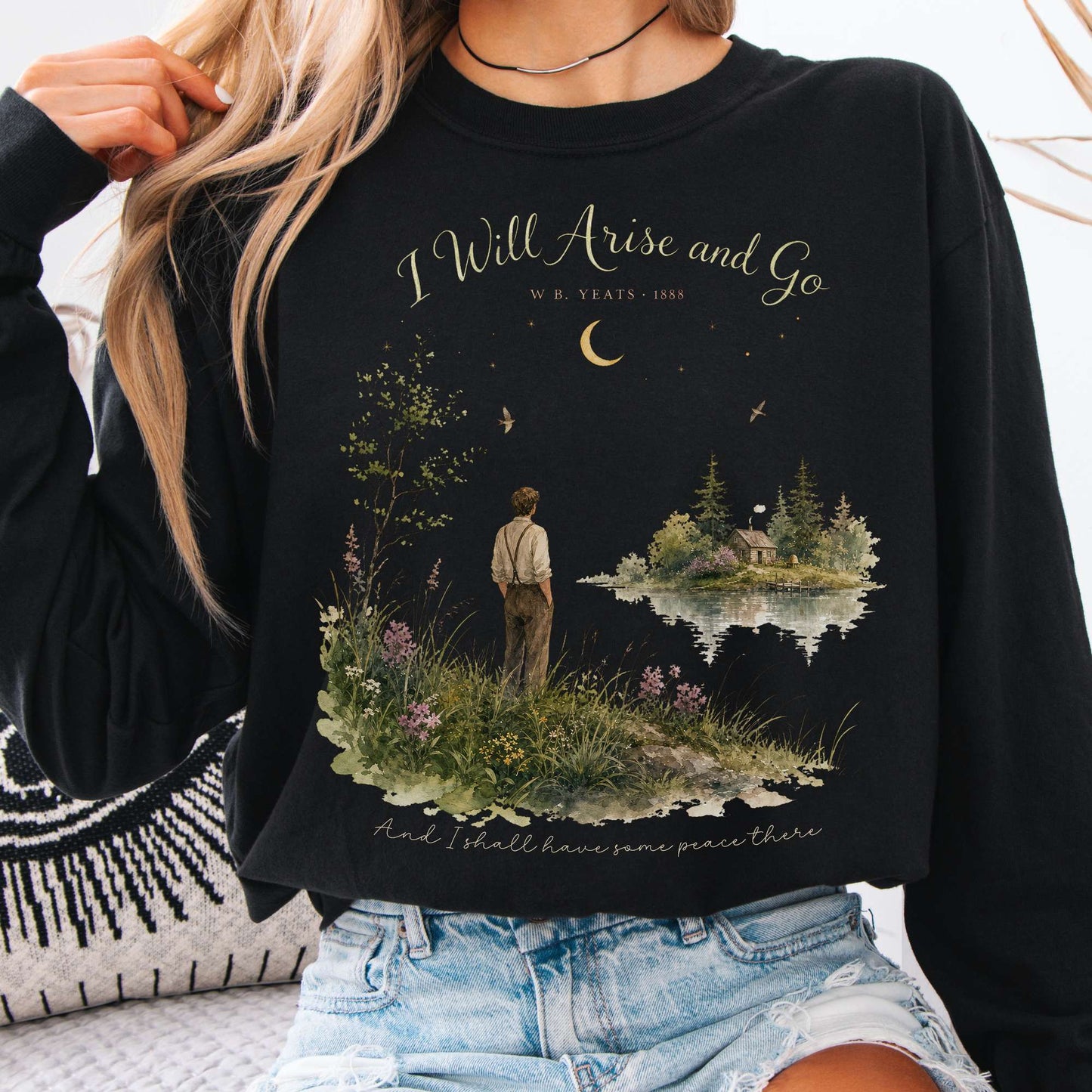 Long-sleeve Black / S I Will Arise and Go Yeats Literary Long Sleeve The Mystic Eden