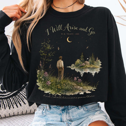 Long-sleeve Black / S I Will Arise and Go Yeats Literary Long Sleeve The Mystic Eden