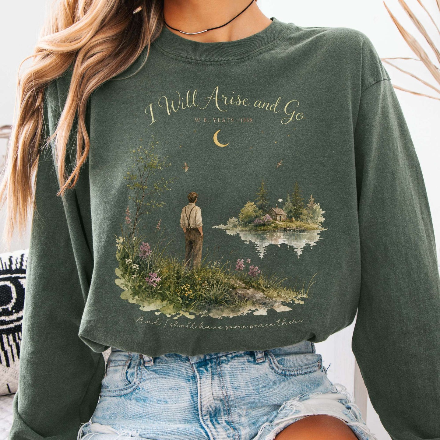 Long-sleeve Hemp / S I Will Arise and Go Yeats Literary Long Sleeve The Mystic Eden