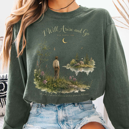 Long-sleeve Hemp / S I Will Arise and Go Yeats Literary Long Sleeve The Mystic Eden