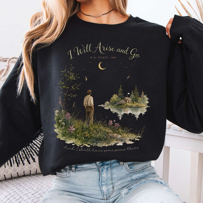 Sweatshirt Black / S I Will Arise and Go Yeats Literary Crewneck Sweatshirt The Mystic Eden
