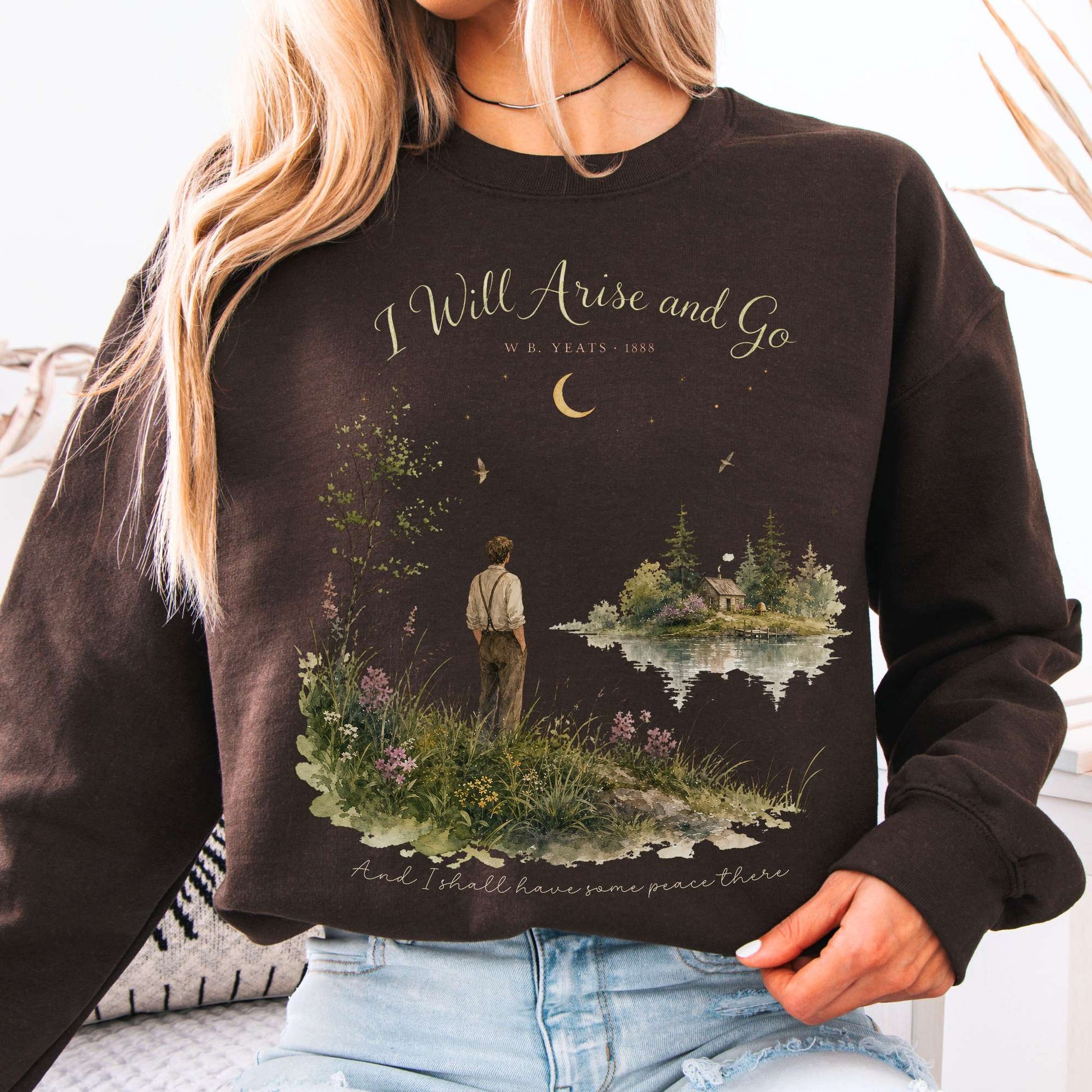 Sweatshirt Dark Chocolate / S I Will Arise and Go Yeats Literary Crewneck Sweatshirt The Mystic Eden