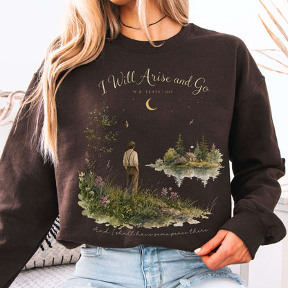 Sweatshirt Dark Chocolate / S I Will Arise and Go Yeats Literary Crewneck Sweatshirt The Mystic Eden