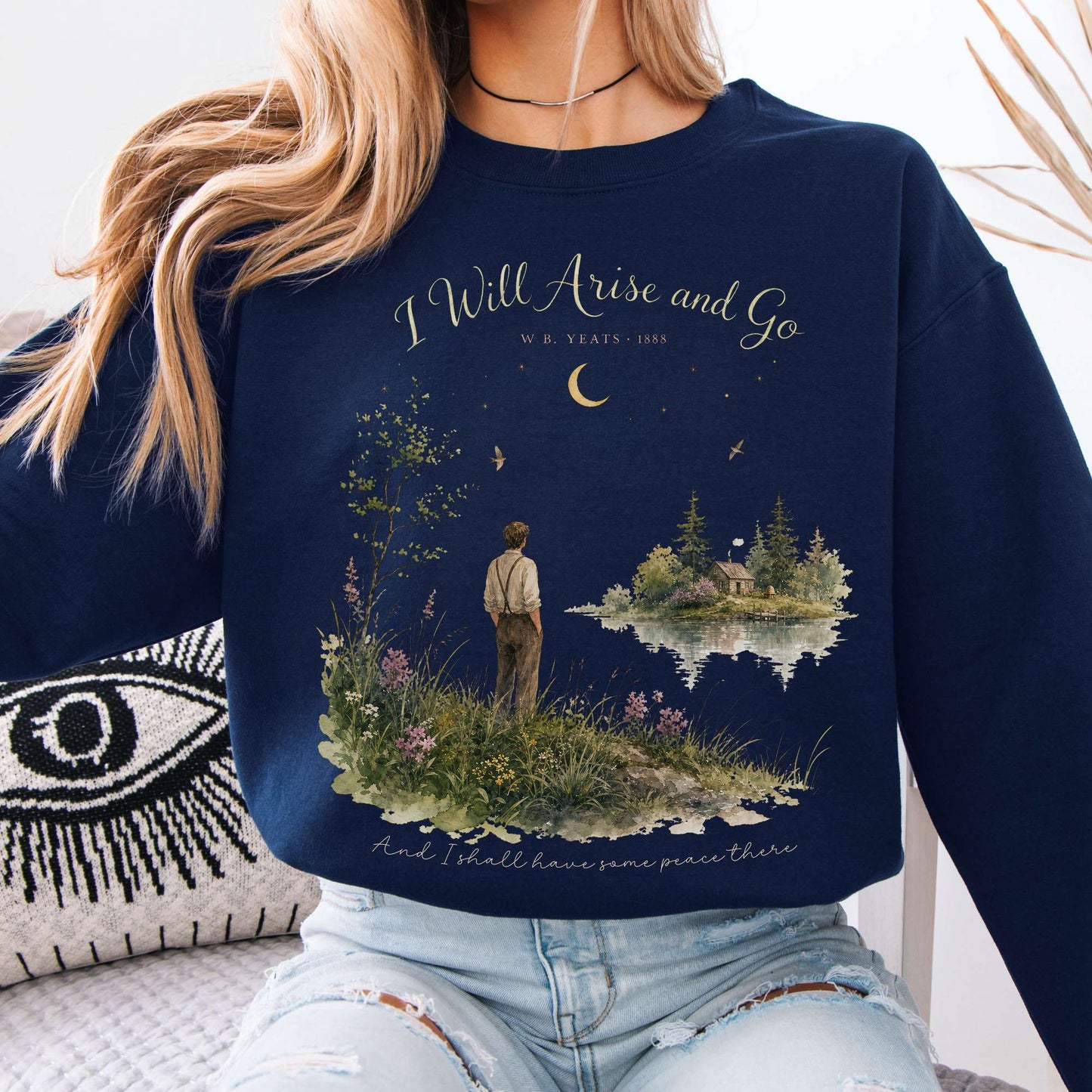 Sweatshirt Navy / S I Will Arise and Go Yeats Literary Crewneck Sweatshirt The Mystic Eden