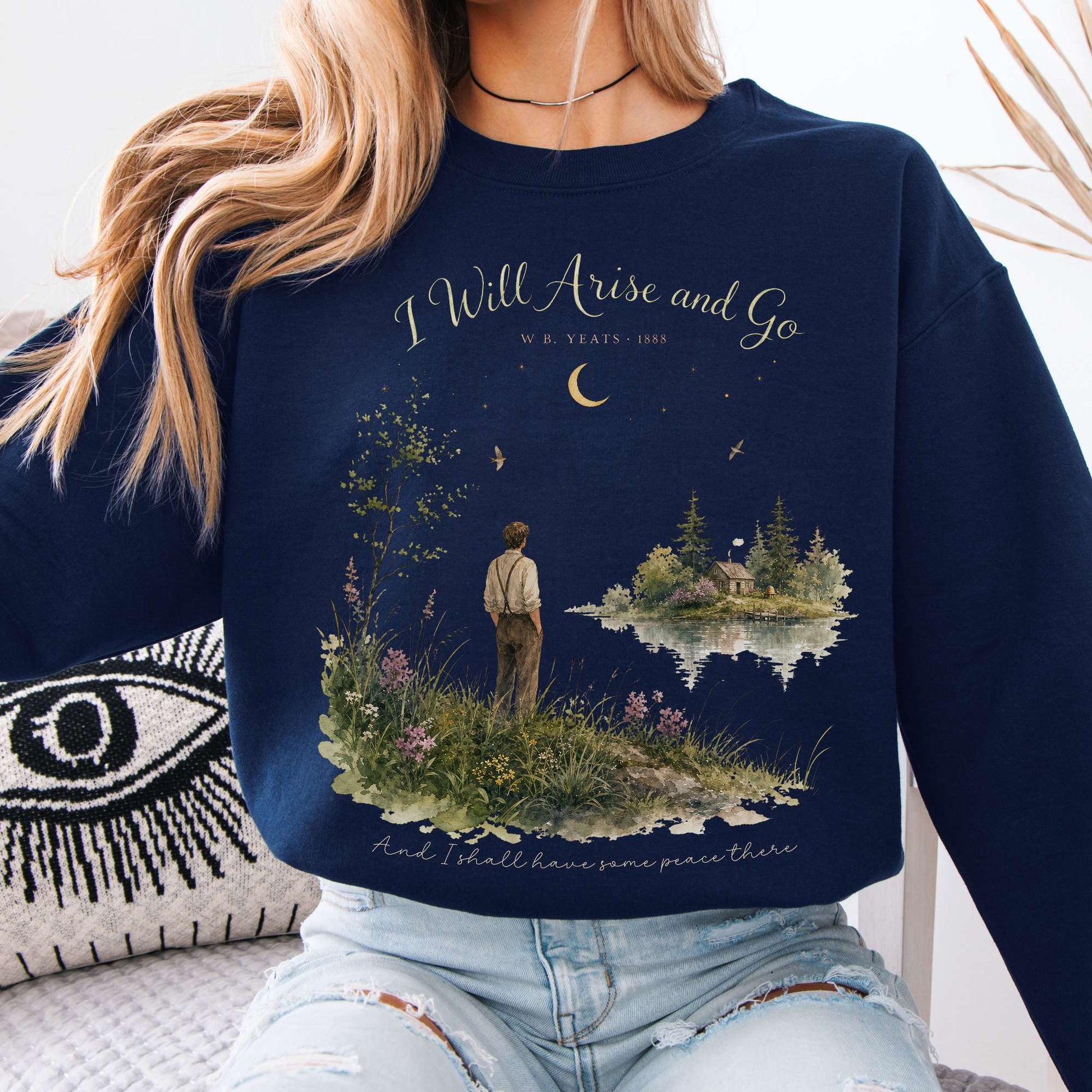 Sweatshirt Navy / S I Will Arise and Go Yeats Literary Crewneck Sweatshirt The Mystic Eden