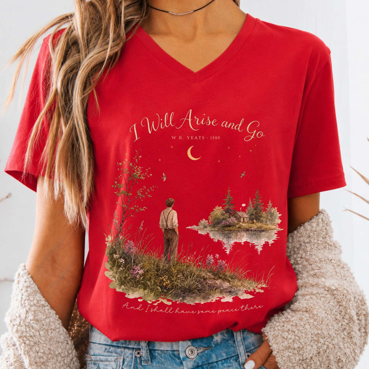 I Will Arise and Go Yeats Literary V-Neck