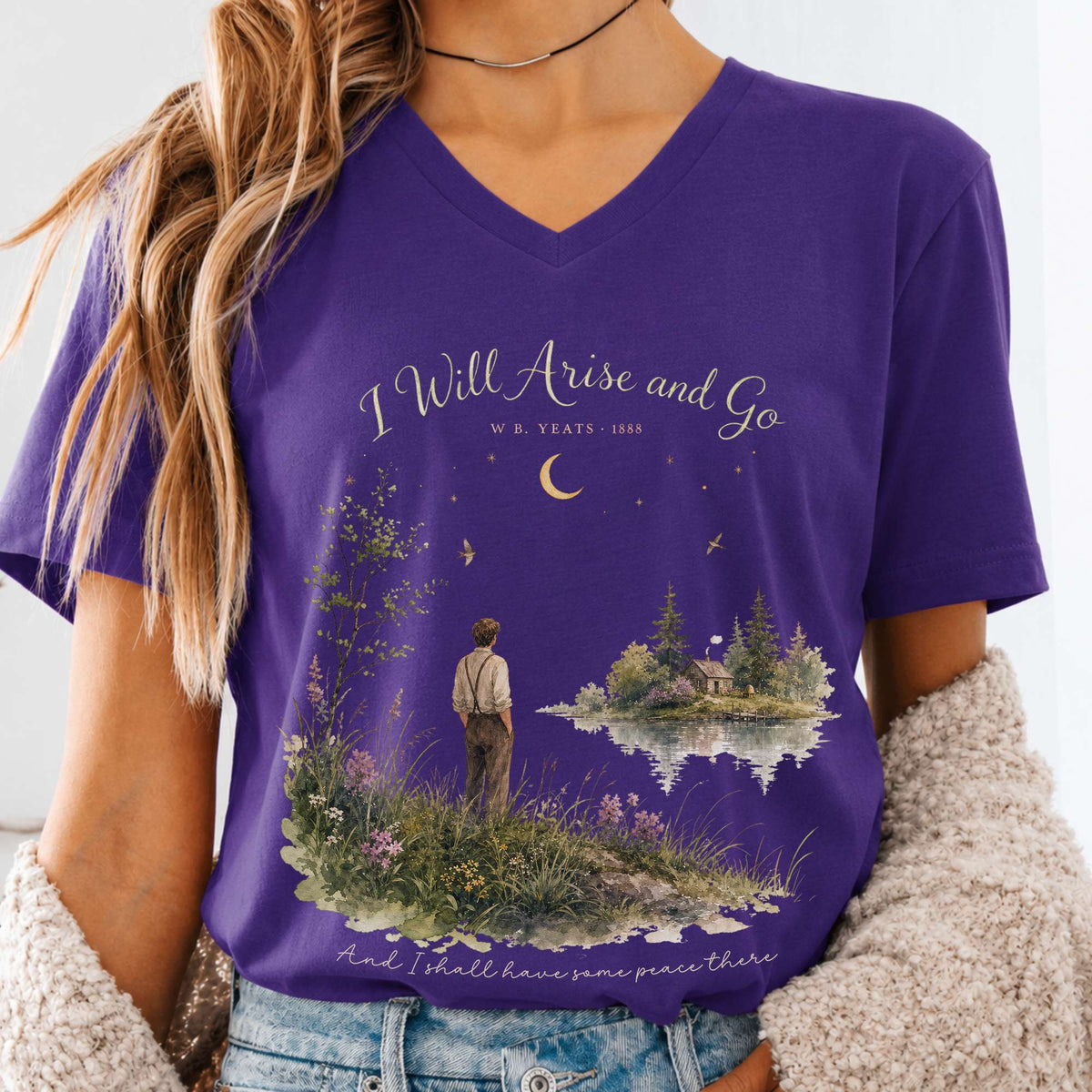 I Will Arise and Go Yeats Literary V-Neck