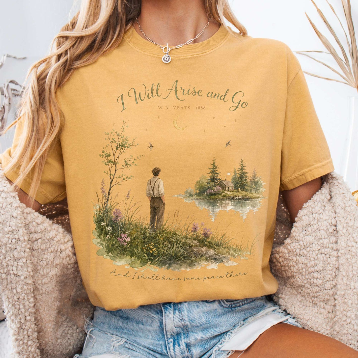 T-Shirt Mustard / S I Will Arise and Go Yeats Literary T-Shirt The Mystic Eden