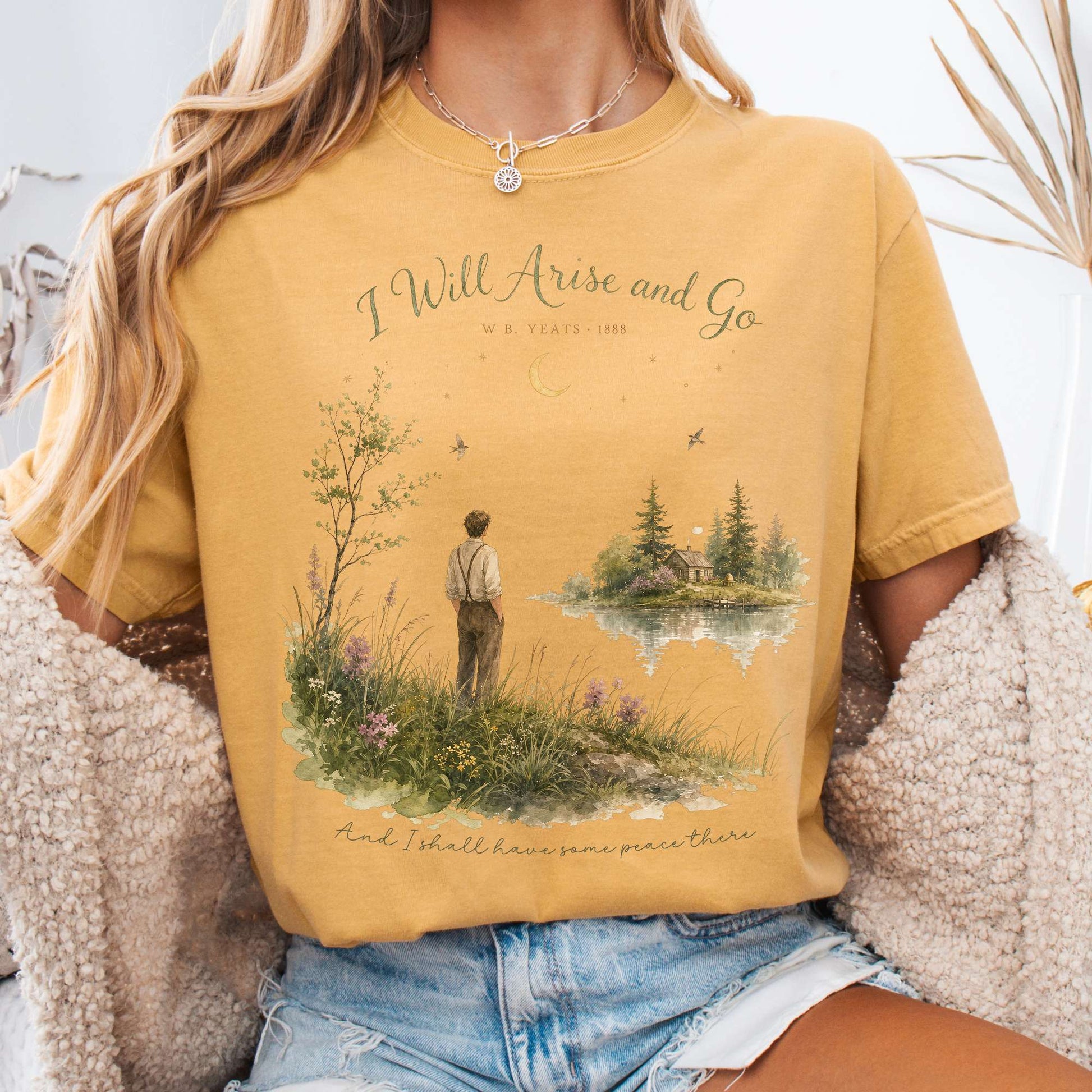 T-Shirt Mustard / S I Will Arise and Go Yeats Literary T-Shirt The Mystic Eden