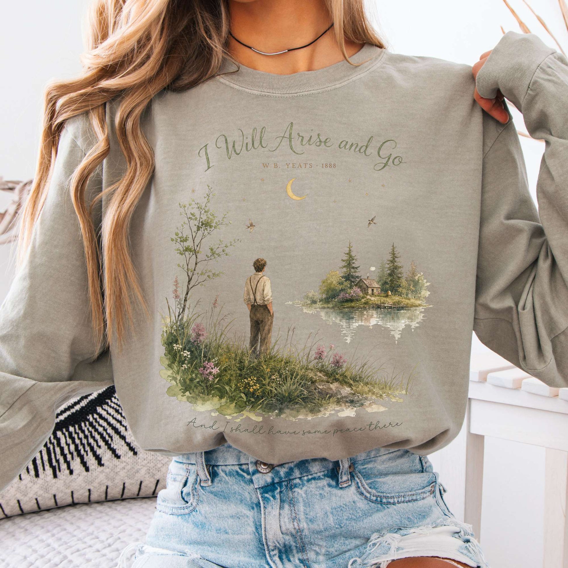 Long-sleeve Sandstone / S I Will Arise and Go Yeats Literary Long Sleeve The Mystic Eden