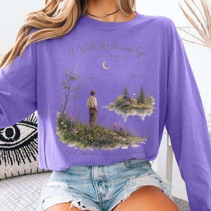 Long-sleeve Violet / S I Will Arise and Go Yeats Literary Long Sleeve The Mystic Eden