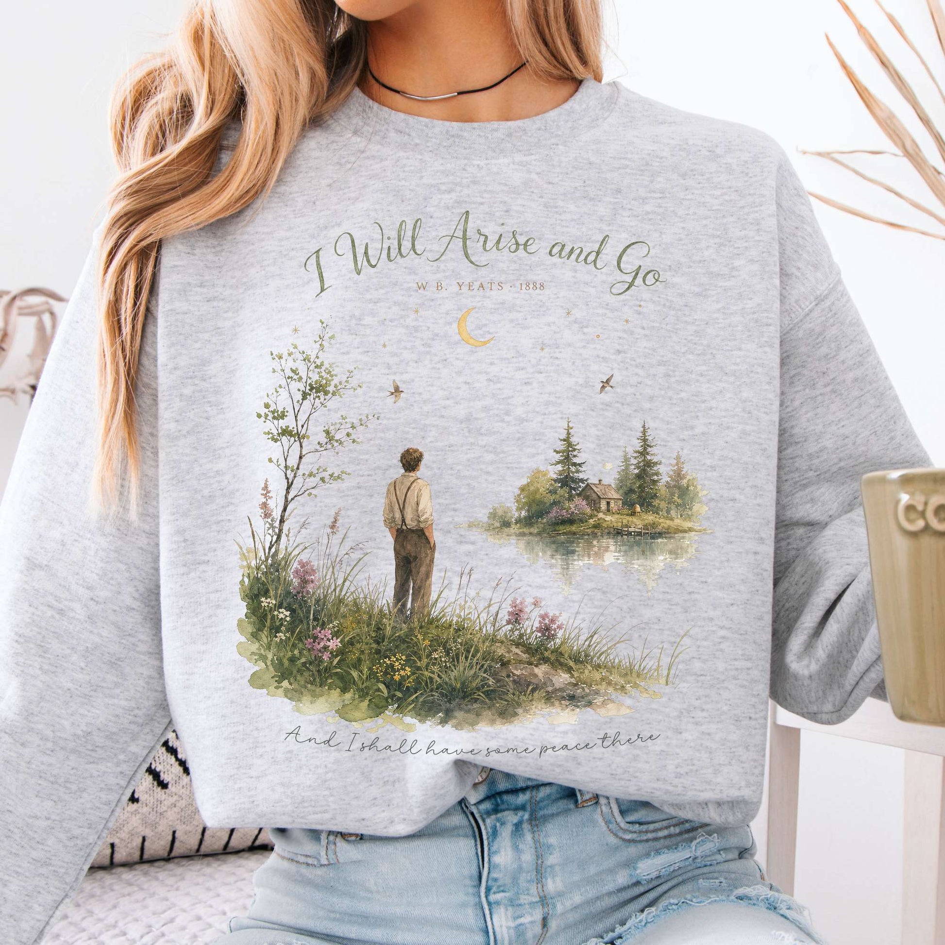Sweatshirt Ash / S I Will Arise and Go Yeats Literary Crewneck Sweatshirt The Mystic Eden