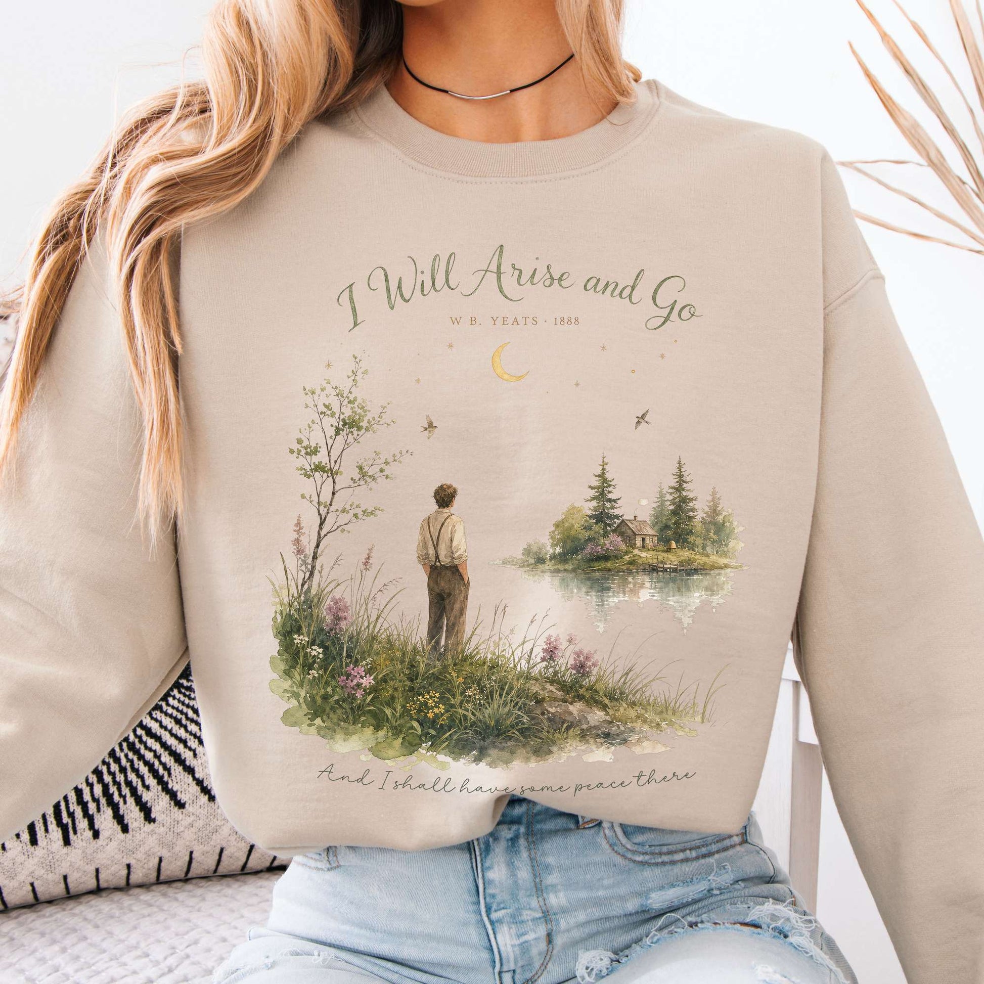 Sweatshirt Sand / S I Will Arise and Go Yeats Literary Crewneck Sweatshirt The Mystic Eden