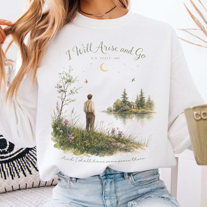 Sweatshirt White / S I Will Arise and Go Yeats Literary Crewneck Sweatshirt The Mystic Eden