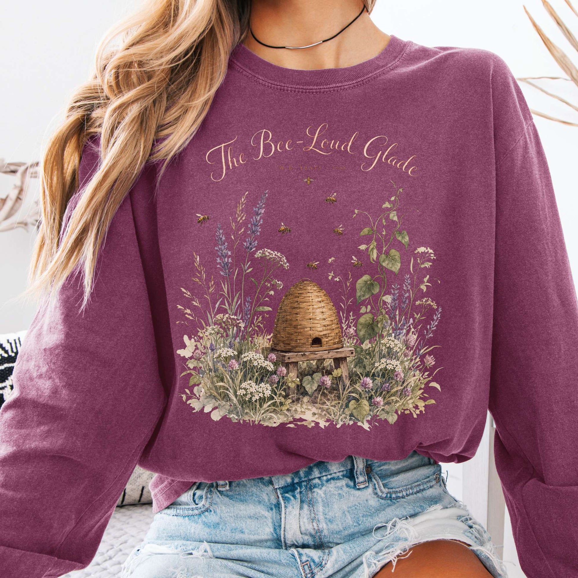 Long-sleeve Berry / S The Bee-Loud Glade W.B. Yeats Literary Long Sleeve The Mystic Eden