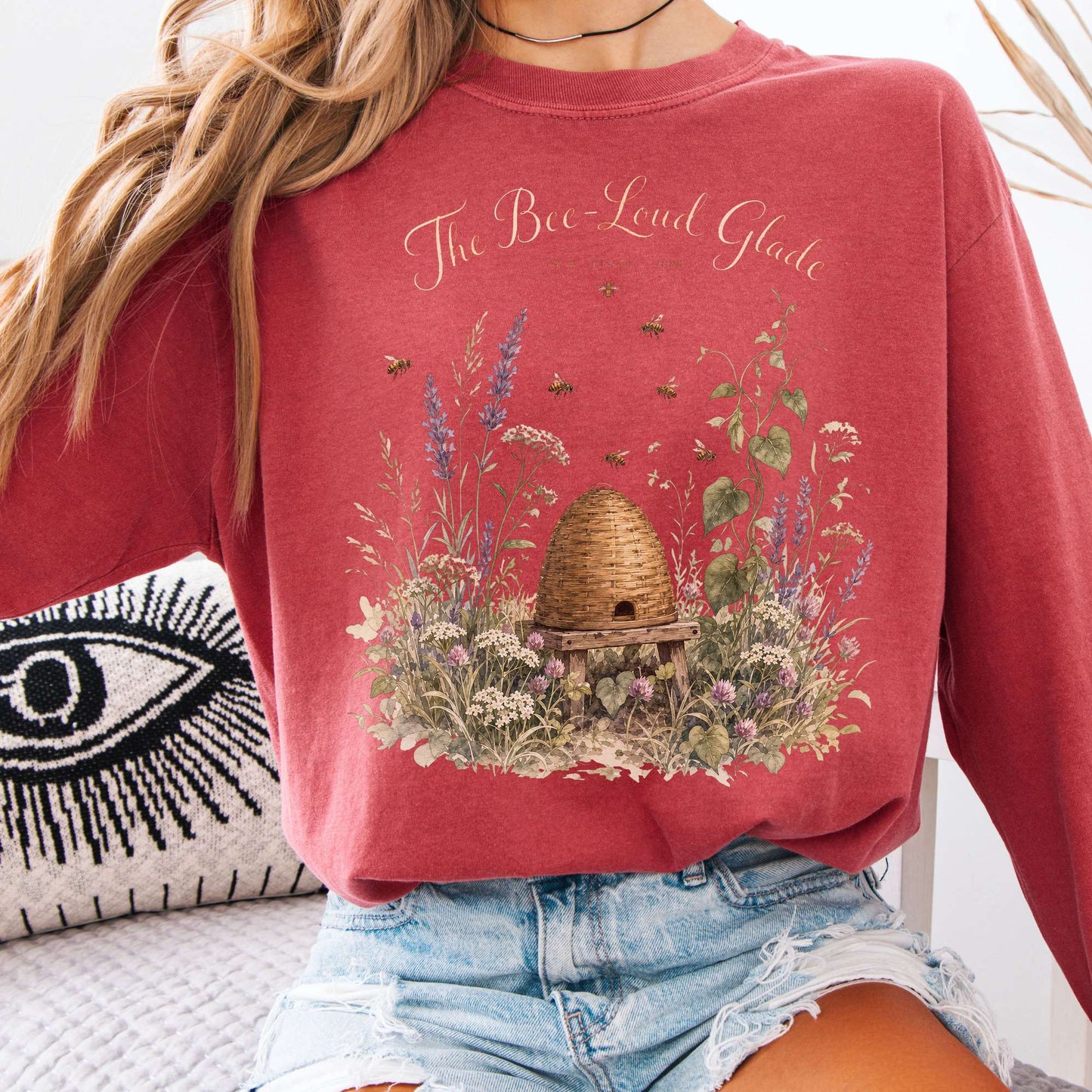 Long-sleeve Crimson / S The Bee-Loud Glade W.B. Yeats Literary Long Sleeve The Mystic Eden