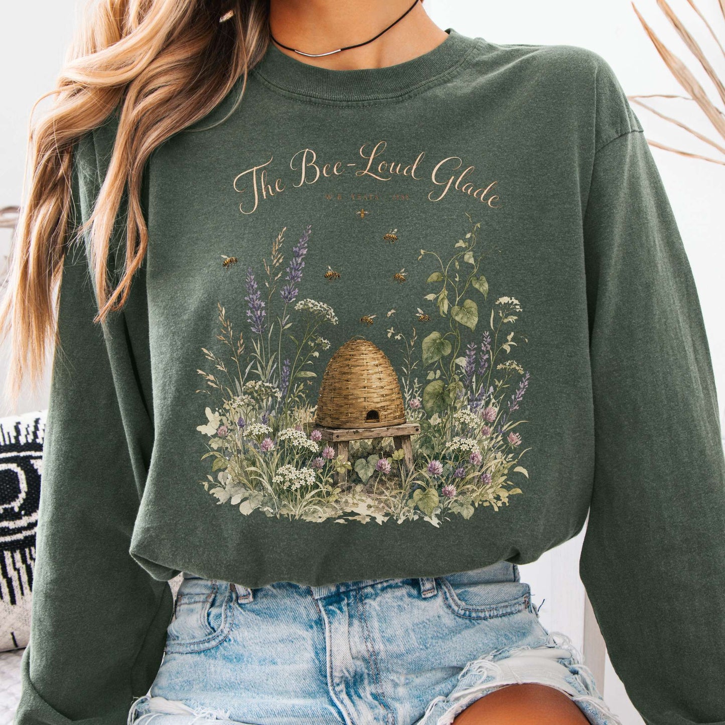 Long-sleeve Hemp / S The Bee-Loud Glade W.B. Yeats Literary Long Sleeve The Mystic Eden