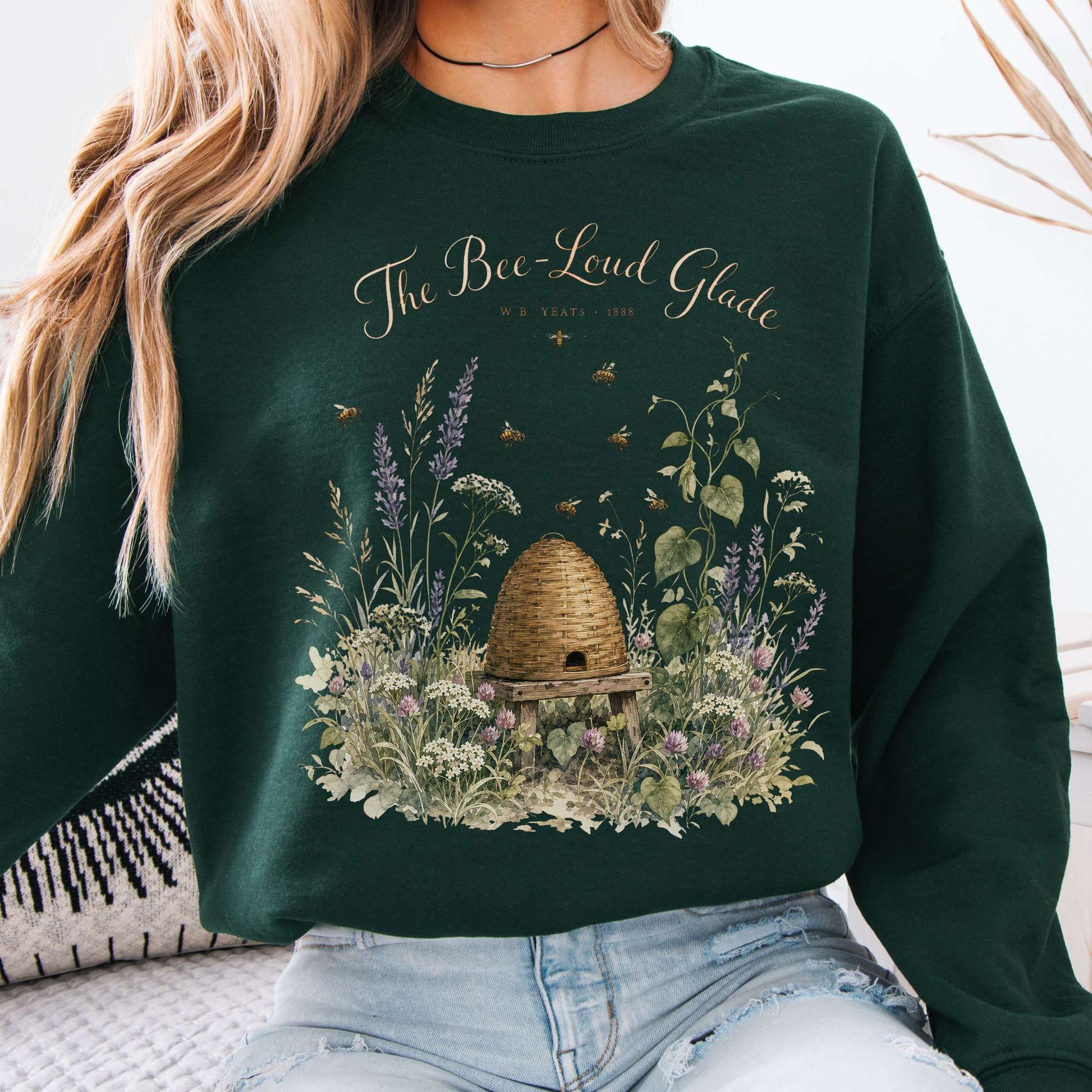 Sweatshirt Forest Green / S The Bee-Loud Glade W.B. Yeats Literary Crewneck Sweatshirt The Mystic Eden