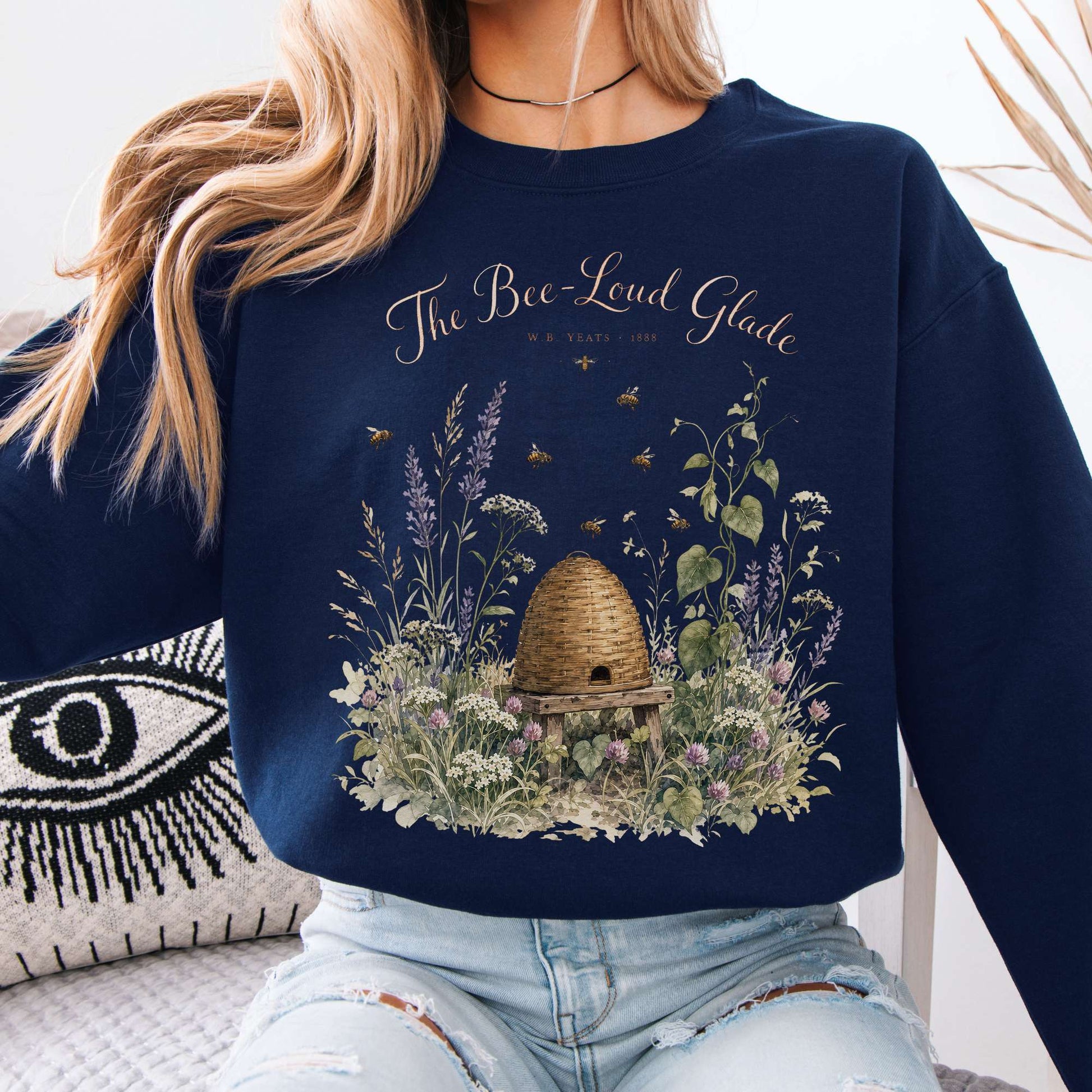 Sweatshirt Navy / S The Bee-Loud Glade W.B. Yeats Literary Crewneck Sweatshirt The Mystic Eden