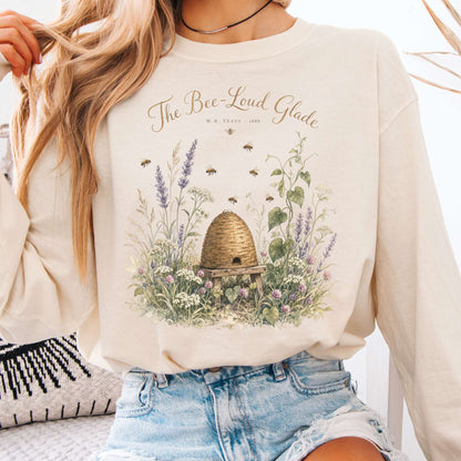 Long-sleeve Ivory / S The Bee-Loud Glade W.B. Yeats Literary Long Sleeve The Mystic Eden