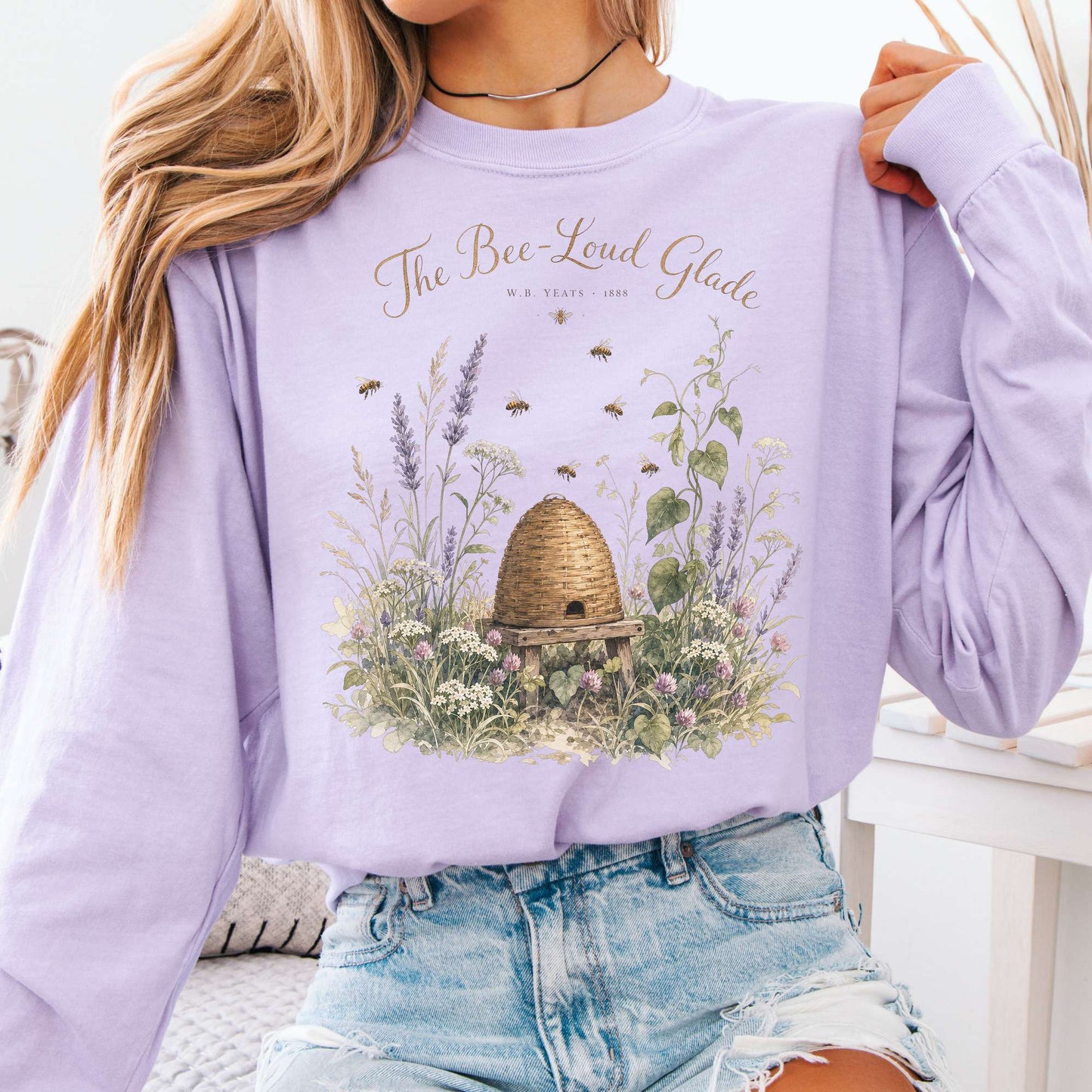 Long-sleeve Orchid / S The Bee-Loud Glade W.B. Yeats Literary Long Sleeve The Mystic Eden