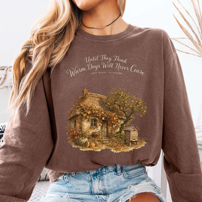 Long-sleeve Espresso / S Warm Days Will Never Cease Keats To Autumn Literary Long Sleeve The Mystic Eden