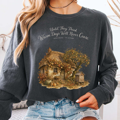 Long-sleeve Pepper / S Warm Days Will Never Cease Keats To Autumn Literary Long Sleeve The Mystic Eden