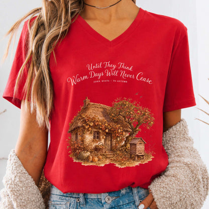 Warm Days Will Never Cease Keats To Autumn Literary V-Neck
