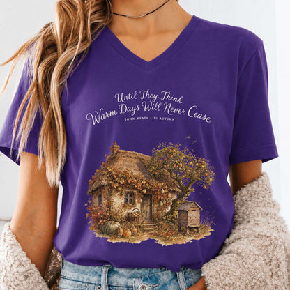 Warm Days Will Never Cease Keats To Autumn Literary V-Neck