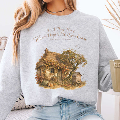 Sweatshirt Ash / S Warm Days Will Never Cease Keats To Autumn Literary Crewneck Sweatshirt The Mystic Eden