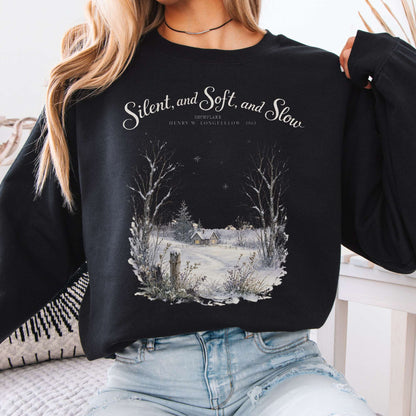 Silent and Soft, and Slow Henry Wadsworth Longfellow Literary Sweatshirt