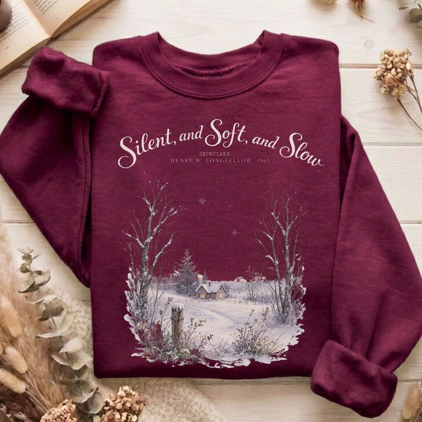 Silent and Soft, and Slow Henry Wadsworth Longfellow Literary Sweatshirt