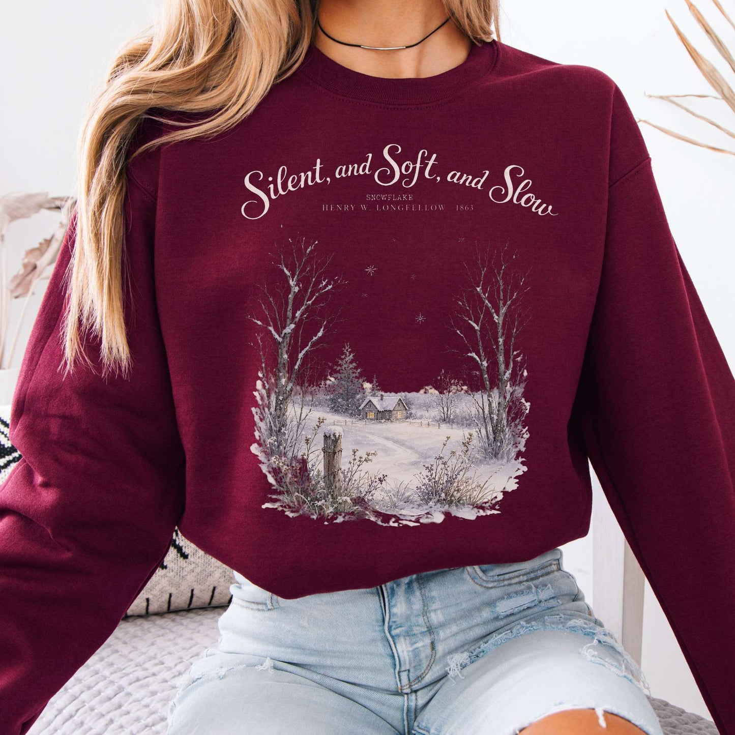 Silent and Soft, and Slow Henry Wadsworth Longfellow Literary Sweatshirt